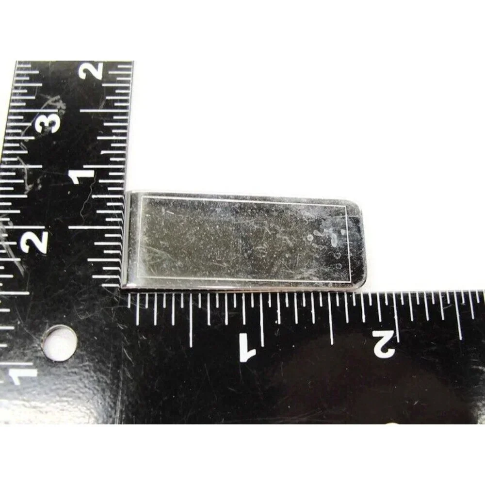 Classic Simple Money Clip Silver-Tone Stainless Steel Vtg Wallet Cash ID Holder